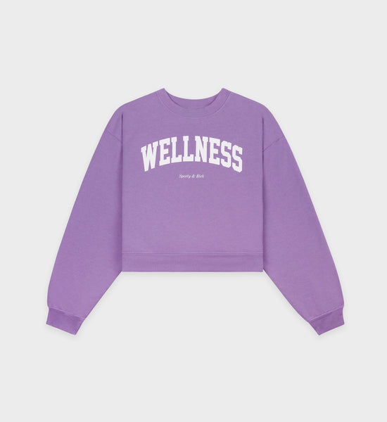 Wellness Ivy Cropped Crewneck - Violet/White