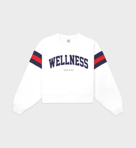 Wellness Ivy Rugby Crewneck - White/Navy/Red