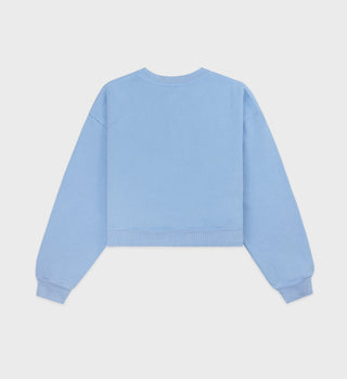 Sweat cropped Wellness Studio - Bleu Ciel/Blanc