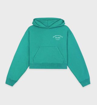 Wellness Studio Cropped Hoodie - Spring Green/White