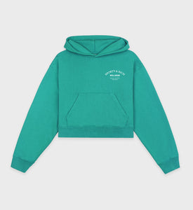 Wellness Studio Cropped Hoodie - Spring Green/White