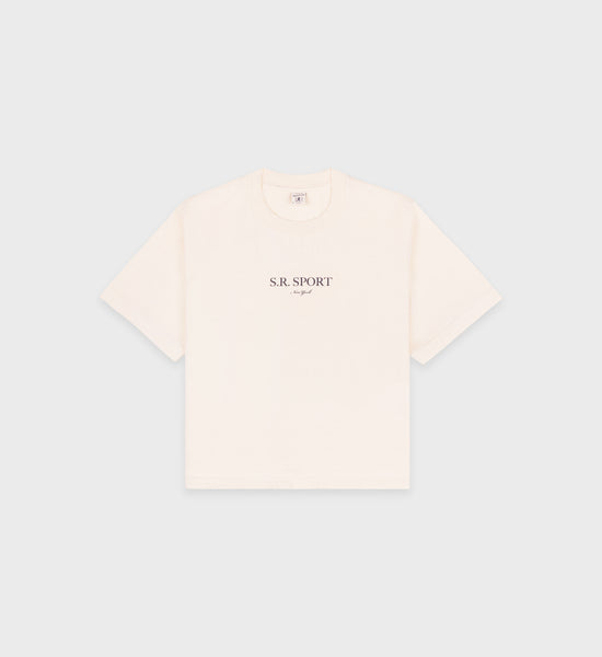 Wimbledon Cropped T-Shirt - Cream/Navy