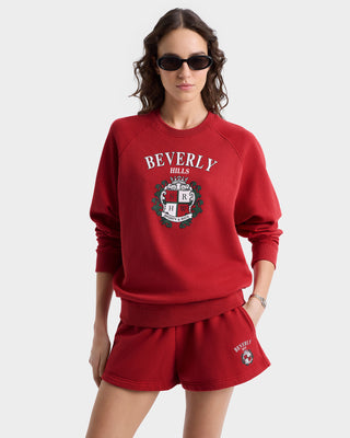 Beverly Hills Crest Soft Crewneck - Ruby