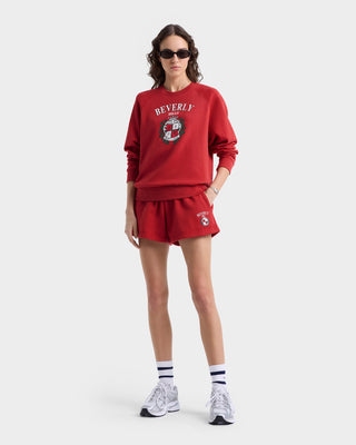 Beverly Hills Crest Soft Crewneck - Ruby