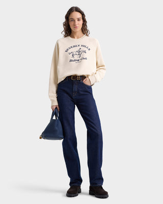 Beverly Hills Riding Club Soft Crewneck - Cream/Navy