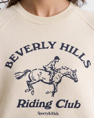 Beverly Hills Riding Club Soft Crewneck - Cream/Navy