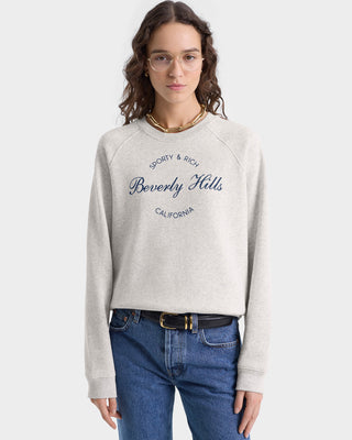 Beverly Script Soft Crewneck - Heather Gray/Navy