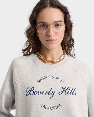 Beverly Script Soft Crewneck - Heather Gray/Navy