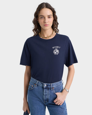 Beverly Hills Crest Soft T-Shirt - Navy/White