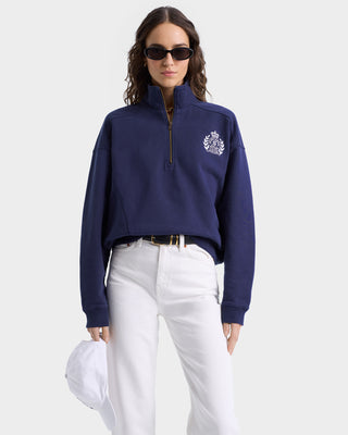 H&W Crest Quarter Zip - Navy/White