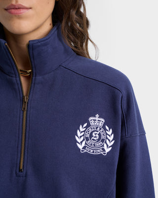 H&W Crest Quarter Zip - Navy/White