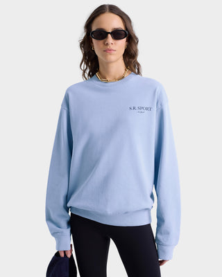 Wimbledon Crewneck - Washed Hydrangea/Navy