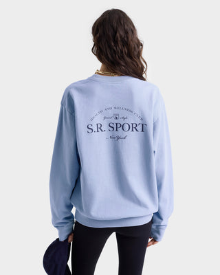 Wimbledon Crewneck - Washed Hydrangea/Navy