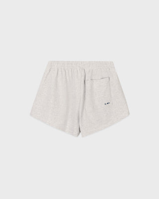 Light gray shorts with a small logo on a white background