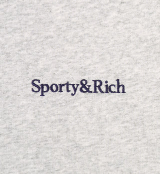 Text 'Sporty&Rich' embroidered on a textured gray background