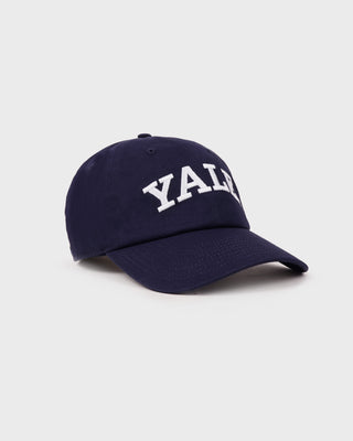 Navy blue cap with 'Yale' text on a light gray background