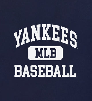 Navy blue shirt with 'Yankees MLB Baseball' text in white and black.