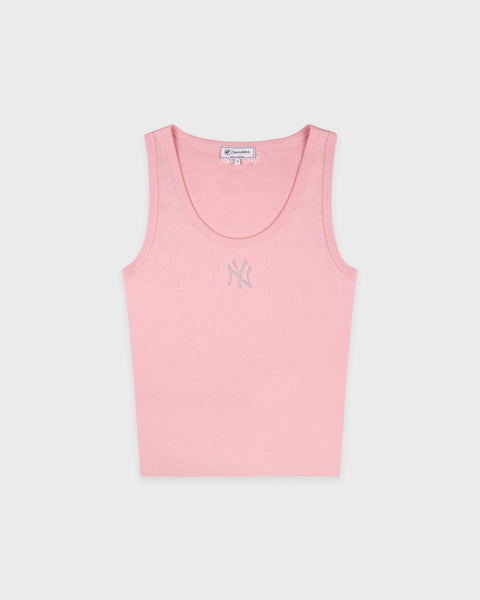 Yankees Krystal Cropped Tank - Candy/White
