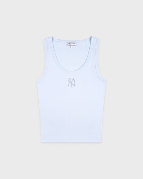 Yankees Krystal Cropped Tank - Ciel/White