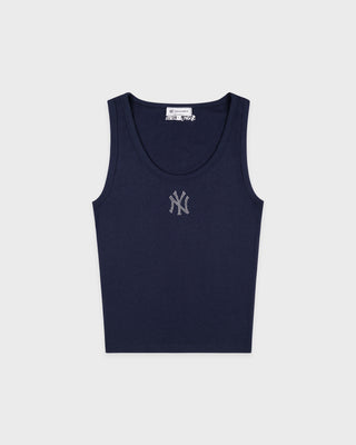 Yankees Krystal Cropped Tank - Dark Navy/White