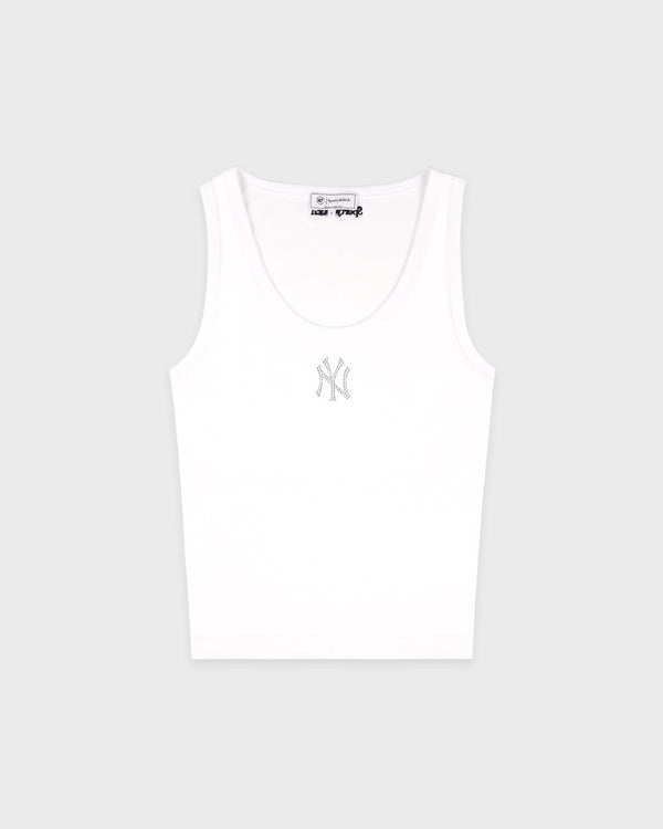 Yankees Krystal Cropped Tank - White/Dark Navy