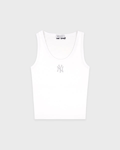 Yankees Krystal Cropped Tank - White/Dark Navy
