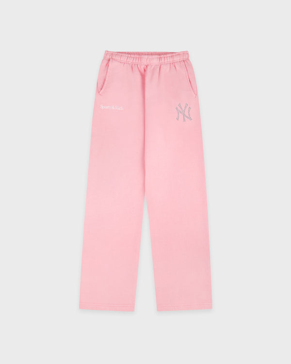 Yankees Krystal Wide Sweatpant - Candy/White