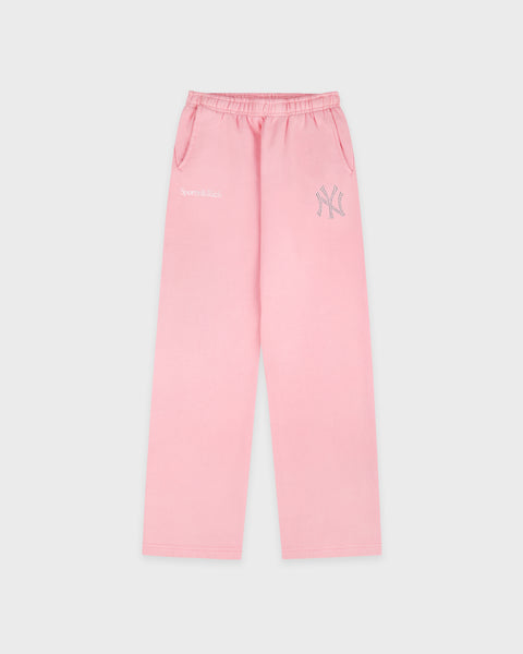 Yankees Krystal Wide Sweatpant - Candy/White