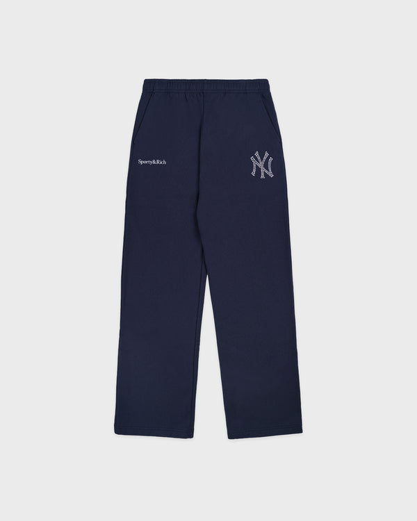 Yankees Krystal Wide Sweatpant - Dark Navy/White