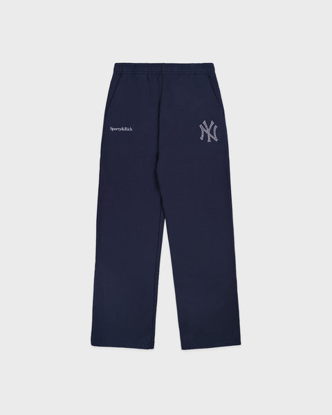 Yankees Krystal Wide Sweatpant - Dark Navy/White