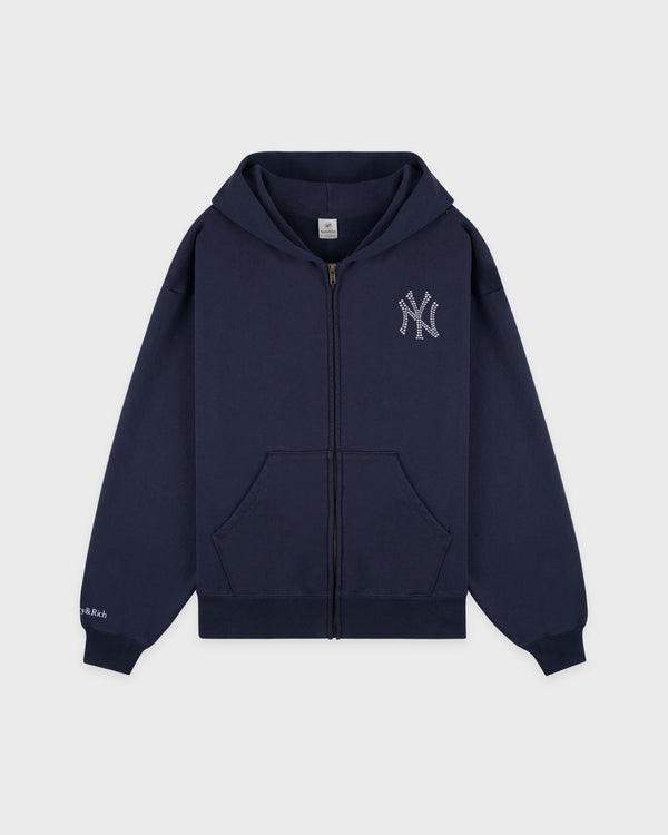 Yankees Krystal Zip Hoodie - Dark Navy/White