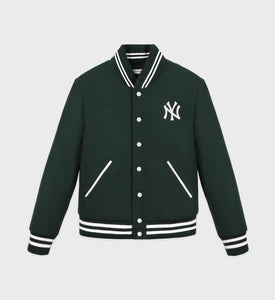 Yankees Serif Varsity Jacket - Forest/White