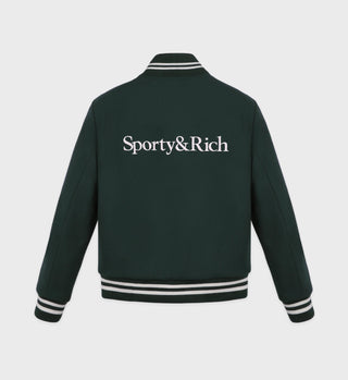 Yankees Serif Varsity Jacket - Forest/White