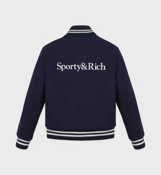 Yankees Serif Varsity Jacket - Navy/White