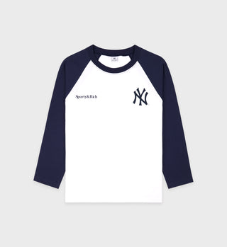 Yankees Serif Baseball Tee - White/Navy