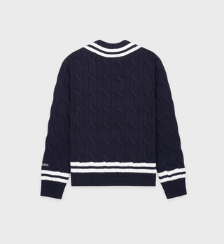 Yankees Serif Cableknit Sweater - Navy/White