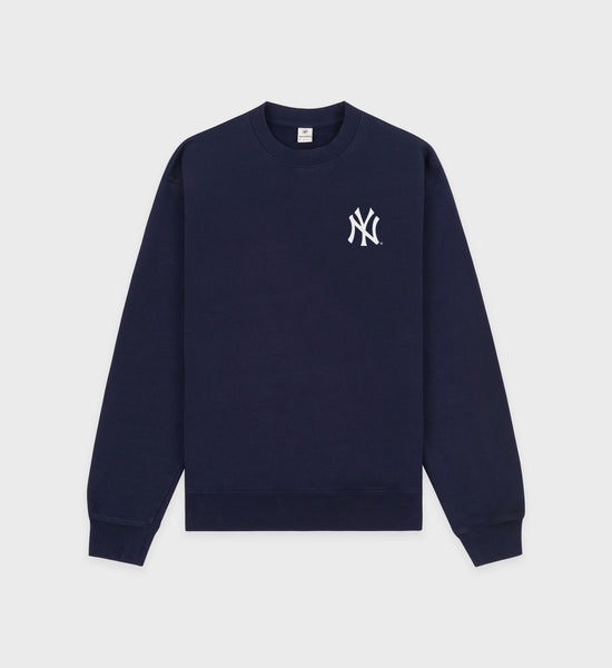 Yankees Serif Crewneck - Navy/White