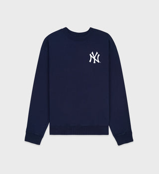 Yankees Serif Crewneck - Navy/White