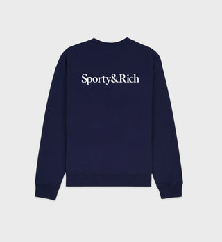 Yankees Serif Crewneck - Navy/White