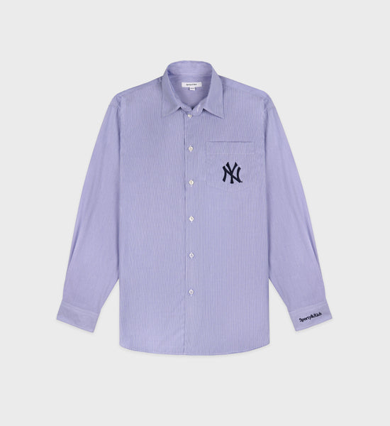 Yankees Serif Oversized Shirt - Blue Striped