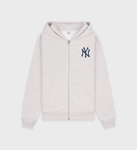 Yankees Serif Zip Hoodie - Heather Gray/Navy