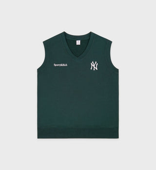 Yankees Serif V-Neck Vest - Forest/White