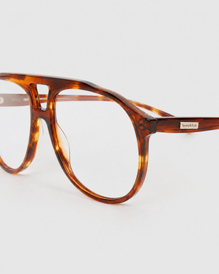 Frame N.03 - Blue Light Glasses - Havana featuring large rectangular tortoiseshell frames, shown on a plain white background.