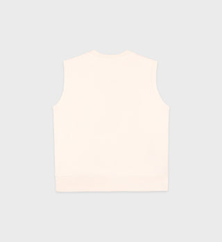 Serif Logo V-Neck Vest - Cream/Navy