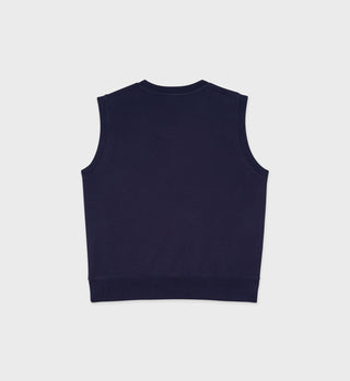 Serif Logo V-Neck Vest - Navy/White