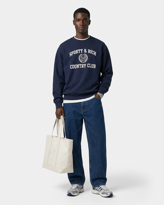 Varsity Crest Crewneck - Navy/White