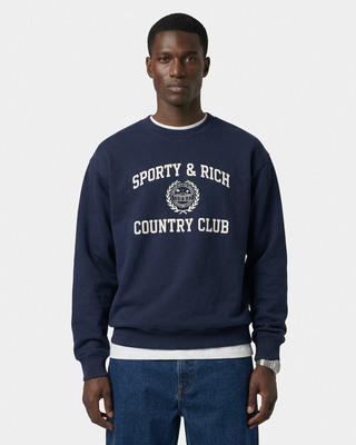 Varsity Crest Crewneck - Navy/White