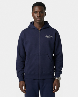 Vendome LA Embroidered Zip Hoodie - Navy/White
