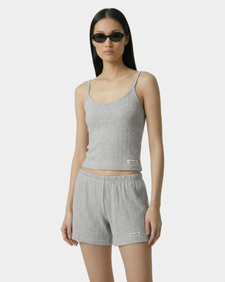 Signature Logo Pointelle Tank - Heather Gray