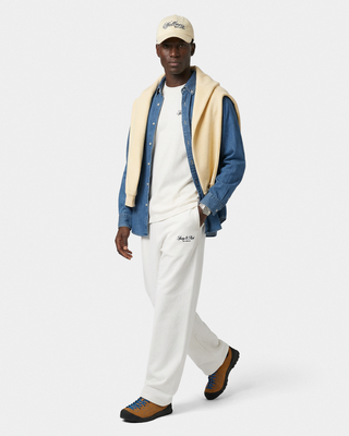 Vendome LA Embroidered Wide Sweatpant - Ecru/Navy